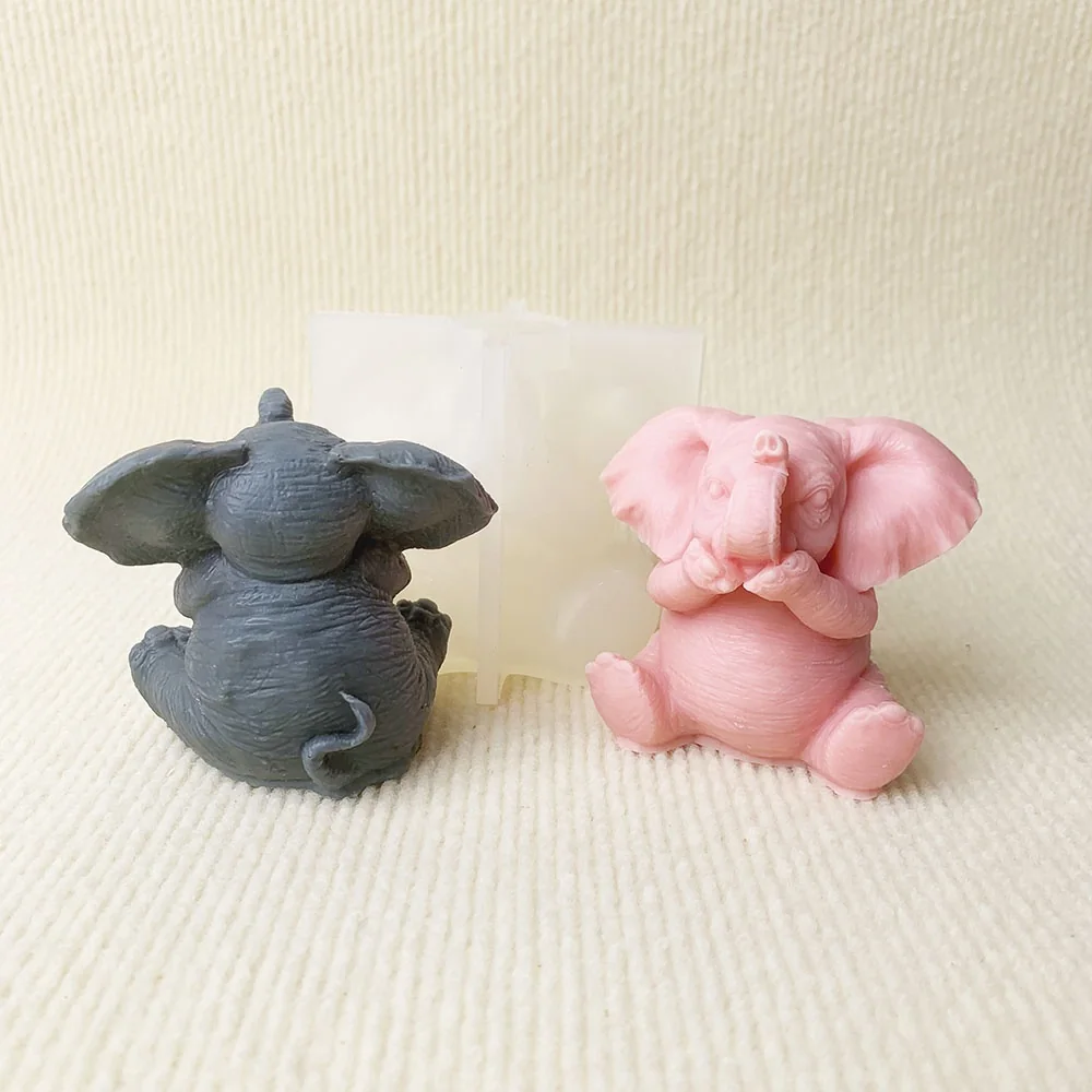 Sitting Sitting Elephant Silicone Candle Mold 8989 silicone mold detail and cavity