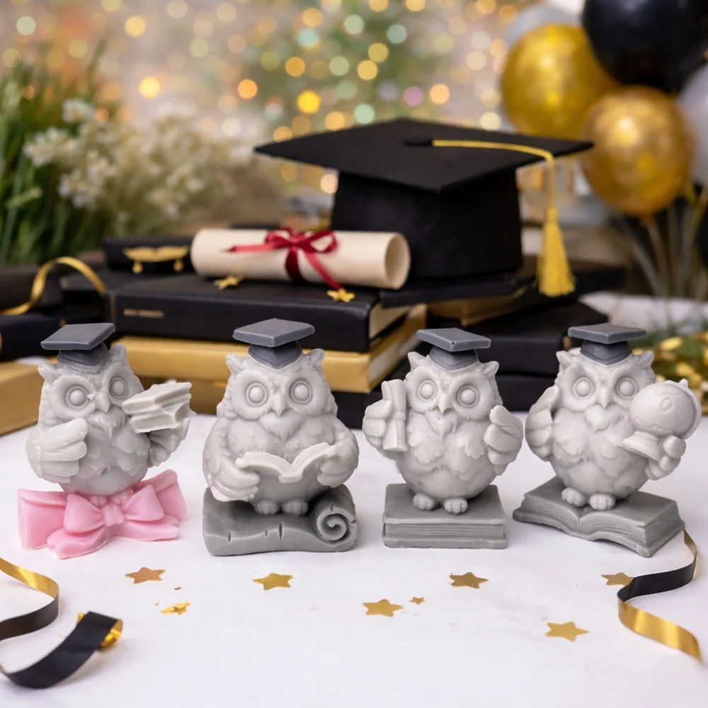 Graduation Owl Silicone Mold for Handmade Crafts 8993 silicone mold detail and cavity