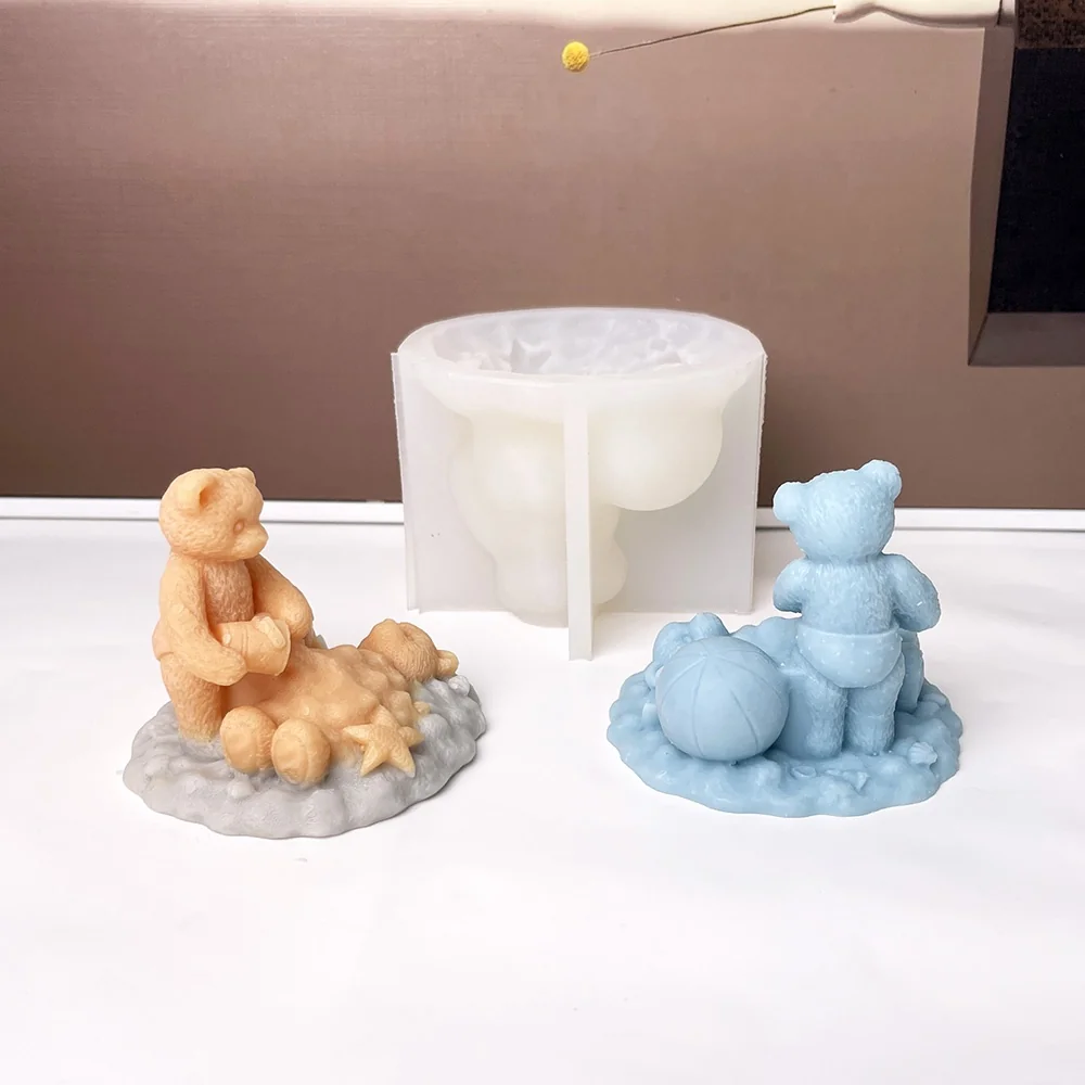 Silicone Candle Mold with 3D Bear Design 8999 silicone mold detail and cavity