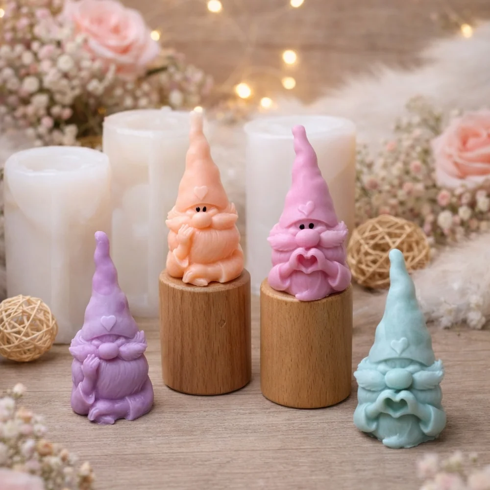 Heart Gnome Silicone Candle Mold with Pointed Hat silicone mold detail and cavity