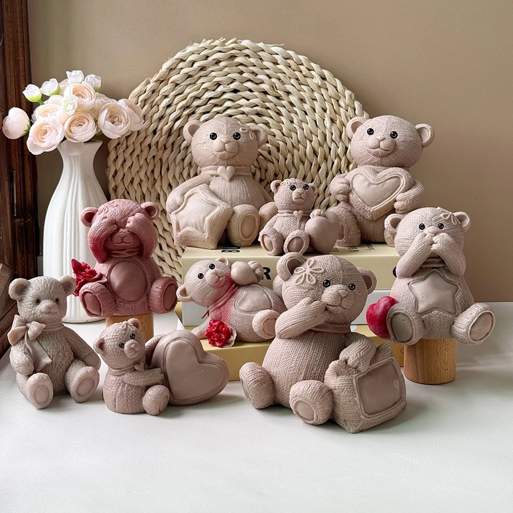 3D Teddy Bear Silicone Mold for Candle, Soap and Resin 9120 silicone mold detail and cavity