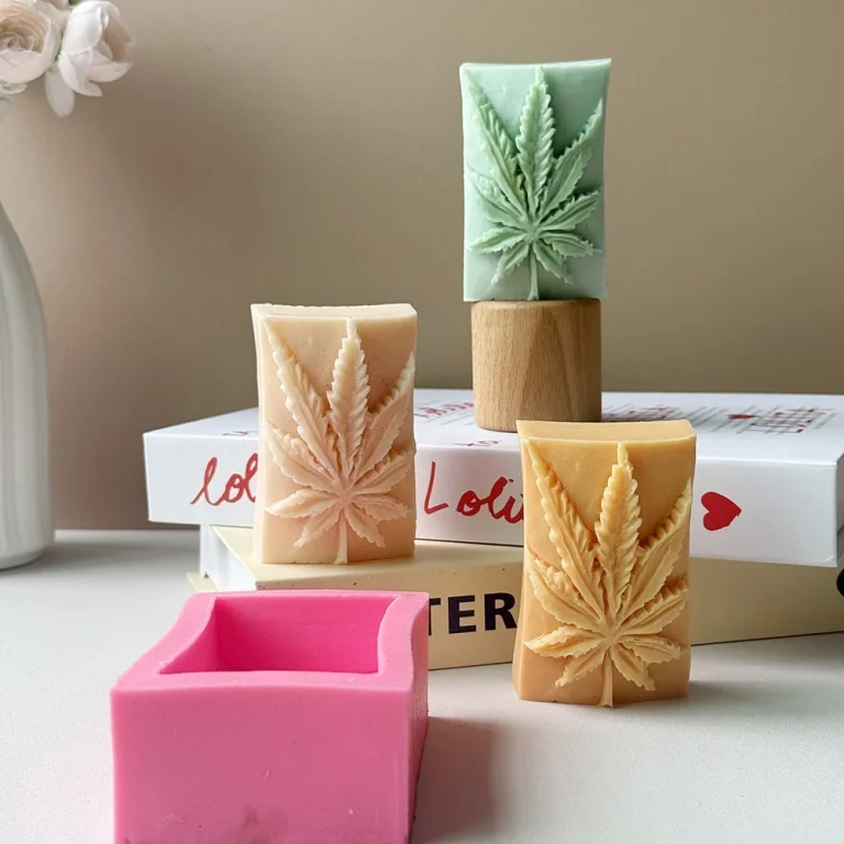 Flexible Cannabis leaf Silicone Mold for Candle Making 1196 silicone mold detail and cavity
