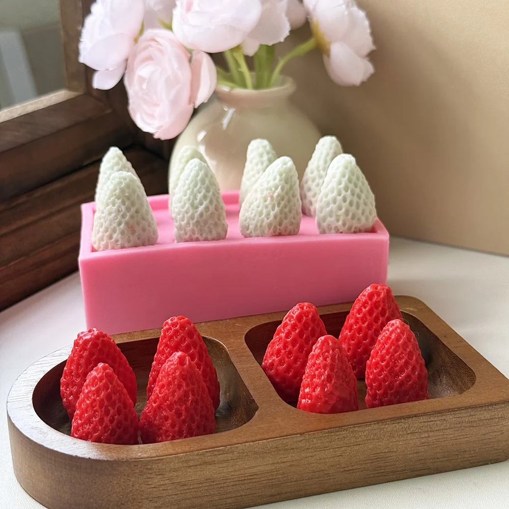 Silicone Candle Mold with 3D Strawberry Design 1307 silicone mold detail and cavity