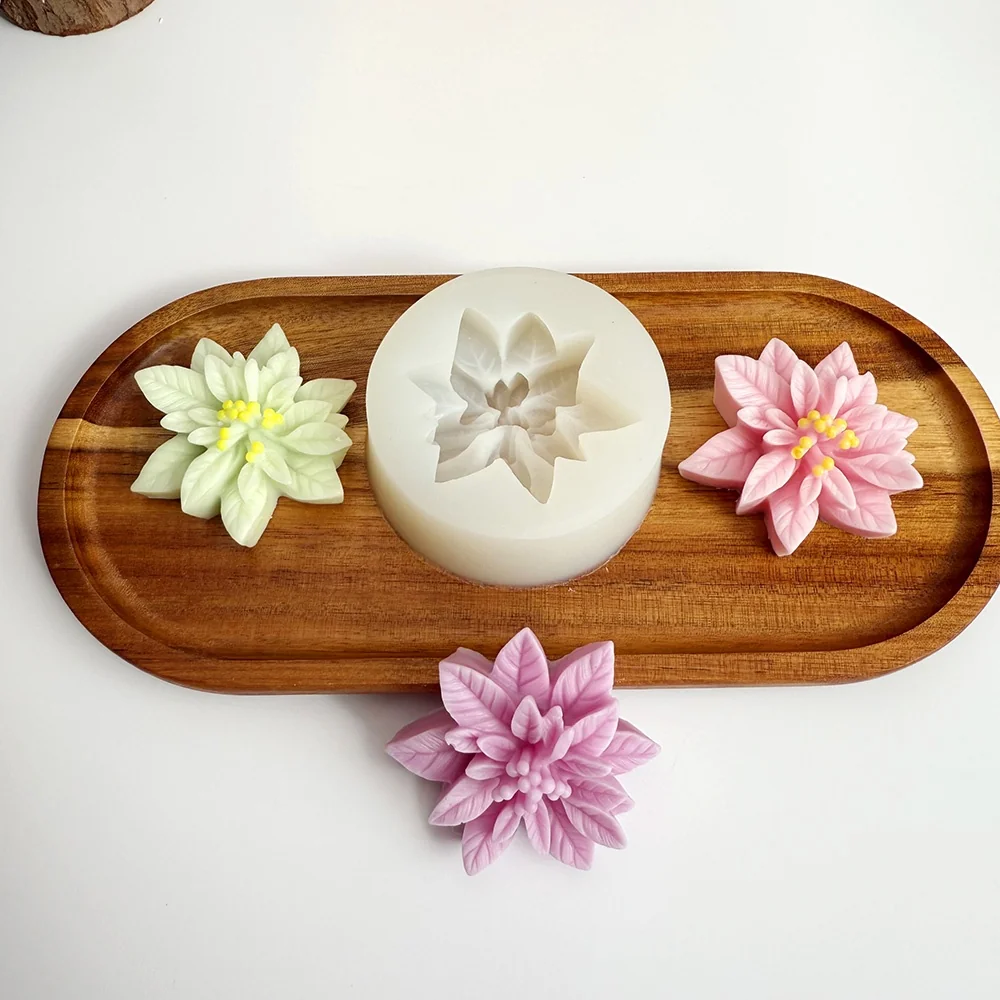 Poinsettia Silicone Mold for Wax, Soap and Resin Casting 1349 silicone mold detail and cavity