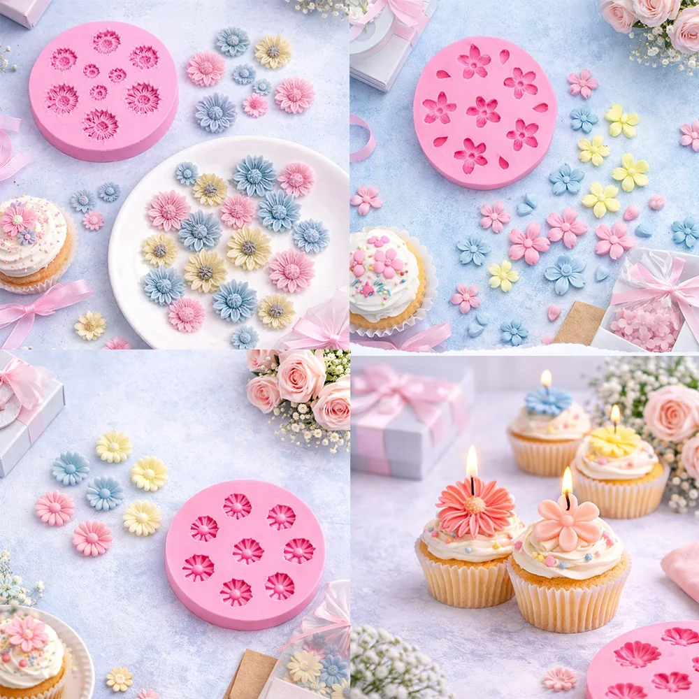 Daisy Silicone Mold for DIY Candle Making 1355 silicone mold detail and cavity