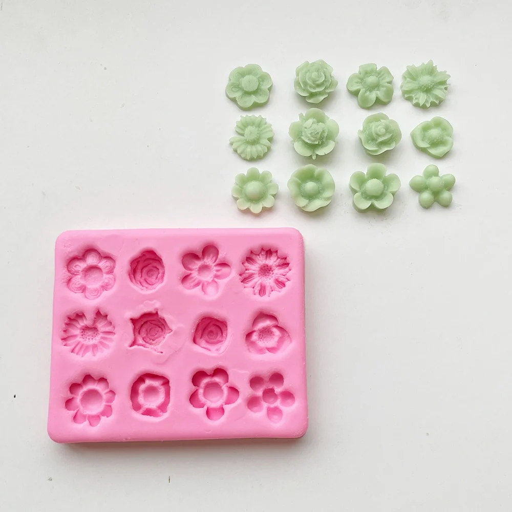 Mini Mini Flowers Silicone Candle Mold 1356 silicone mold detail and cavity