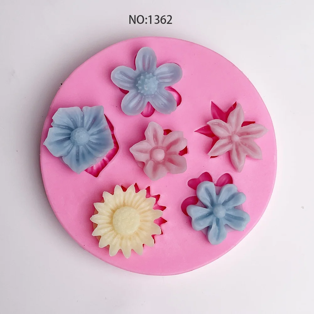 Multi-style Small Flower Silicone Mold for DIY Candle Making 1362 silicone mold detail and cavity