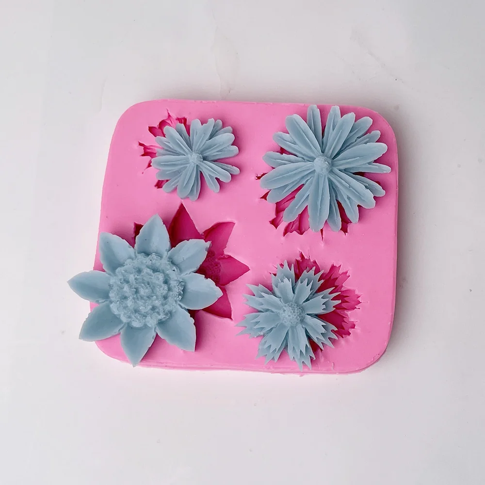 3D Flower Silicone Mold for Candle Making 1366 silicone mold detail and cavity