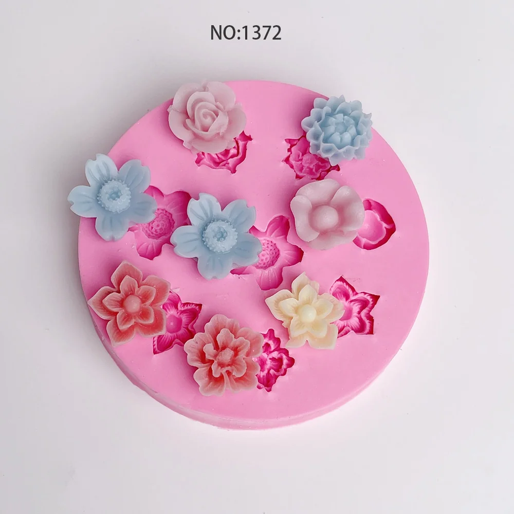 Mini Assorted Flower Silicone Mold for Candle, Soap and Resin 1372 silicone mold detail and cavity
