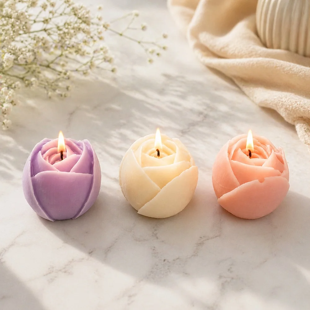 Rose Bud Silicone Mold for Candle, Soap and Resin 1711 silicone mold detail and cavity