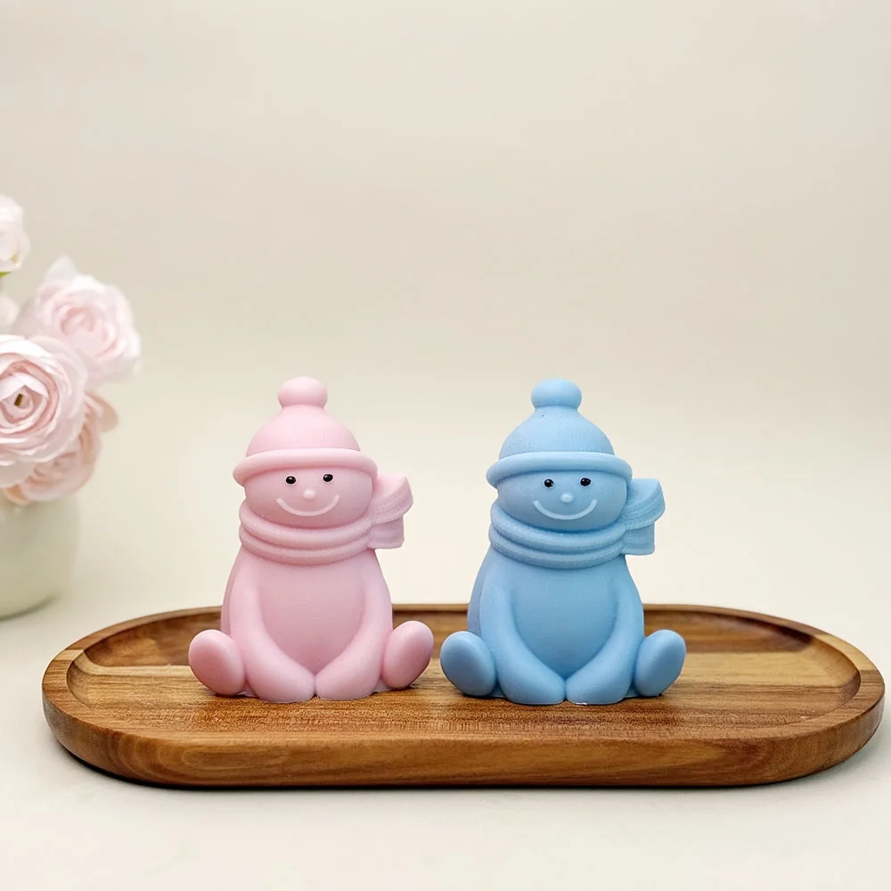 Seated Snowman Silicone Mold for Candle silicone mold detail and cavity