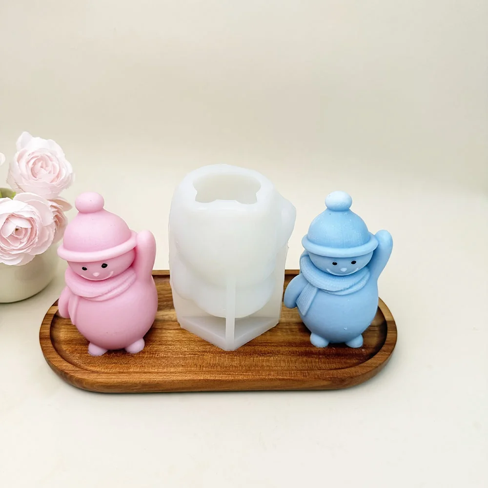 Waving Snowman Silicone Mold for Candle silicone mold detail and cavity