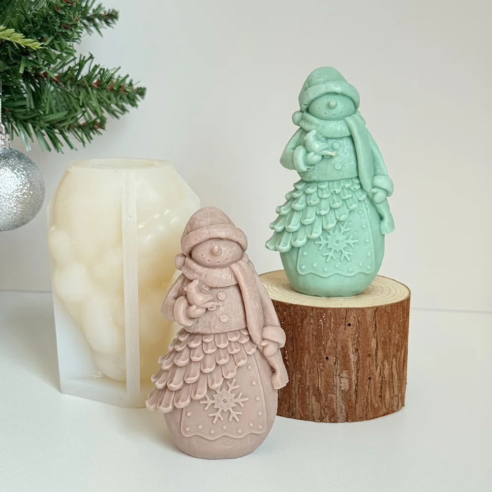 Snowwoman with Bird Silicone Mold for Candle Making silicone mold detail and cavity