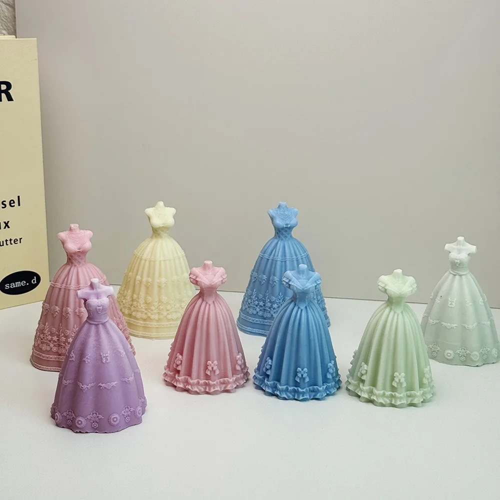 Wedding Dress Silicone Mold for Candle Making - 9303 silicone mold detail and cavity