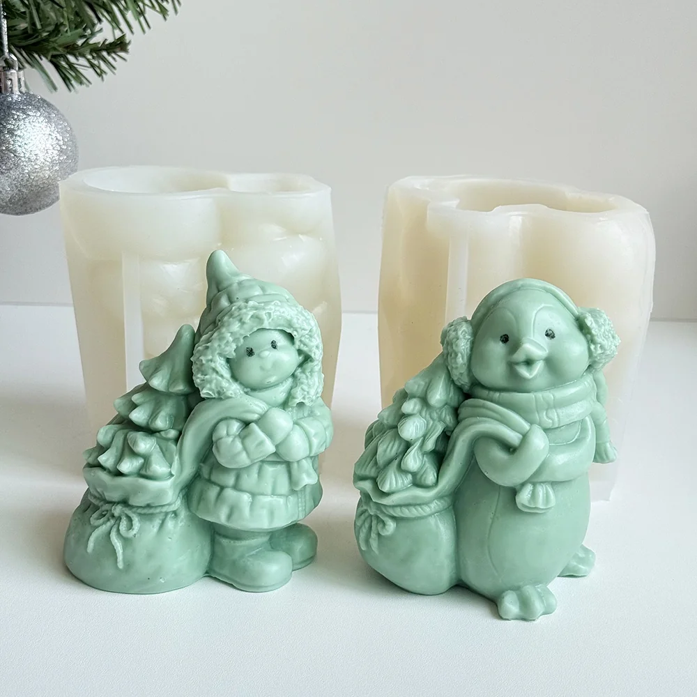 Christmas Penguin Silicone Candle Mold 9295 silicone mold detail and cavity