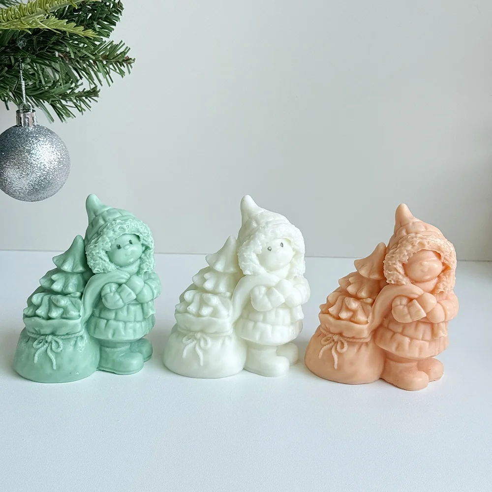 Christmas Girl with Tree Silicone Candle Mold 9294 silicone mold detail and cavity