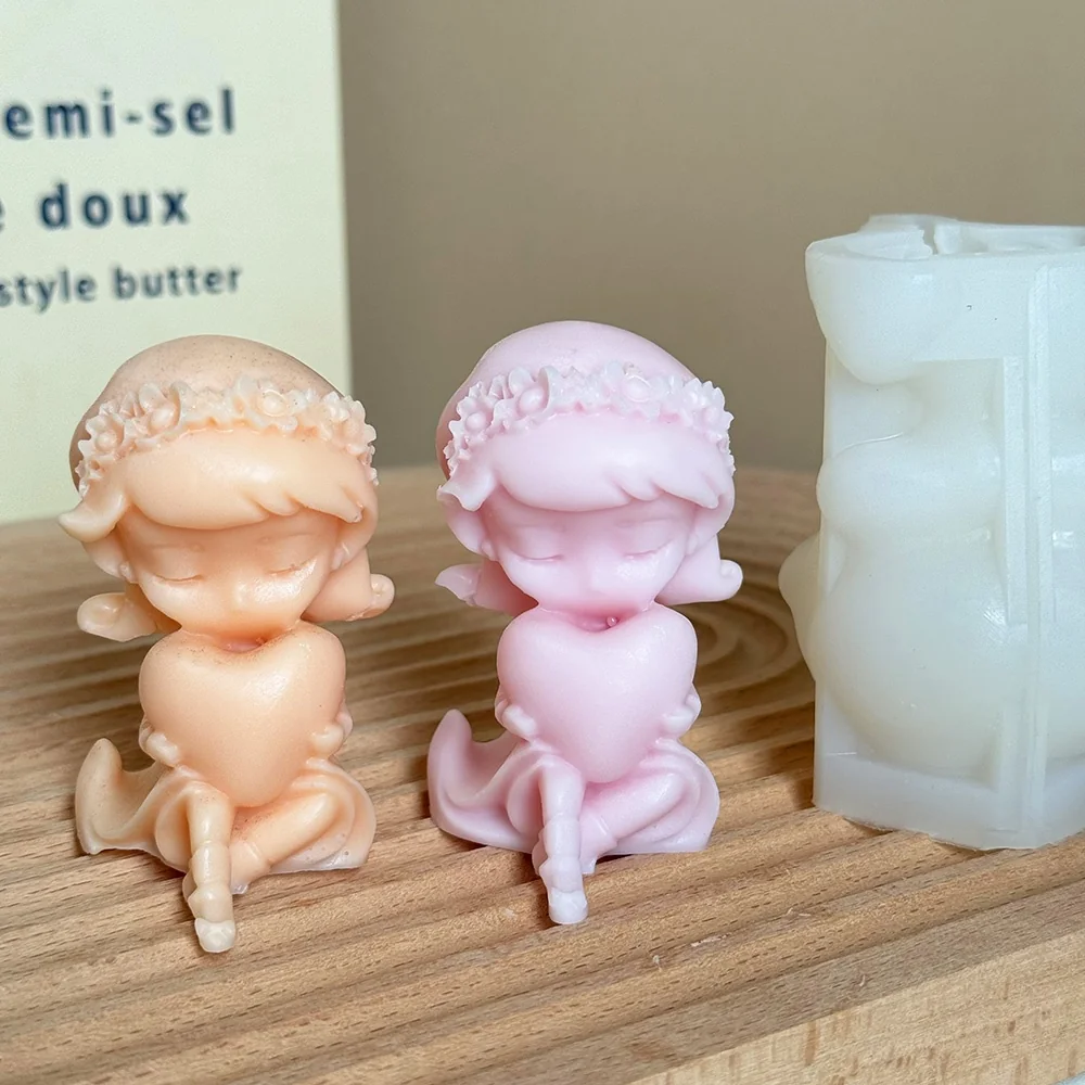 Sitting Angel Silicone Candle Mold 9292 silicone mold detail and cavity