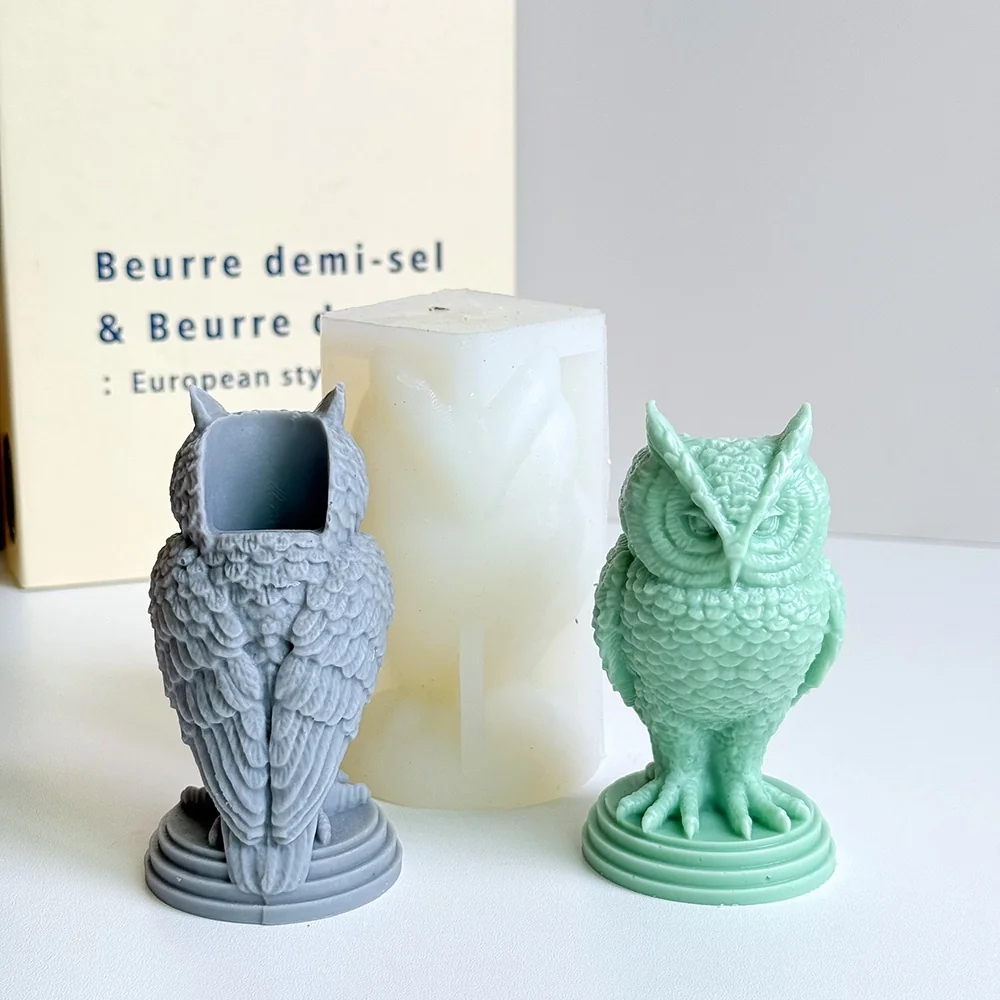Owl Silicone Candle Mold 9287 silicone mold detail and cavity