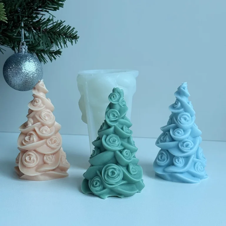 Rose Christmas Tree Silicone Candle Mold 9282 silicone mold detail and cavity