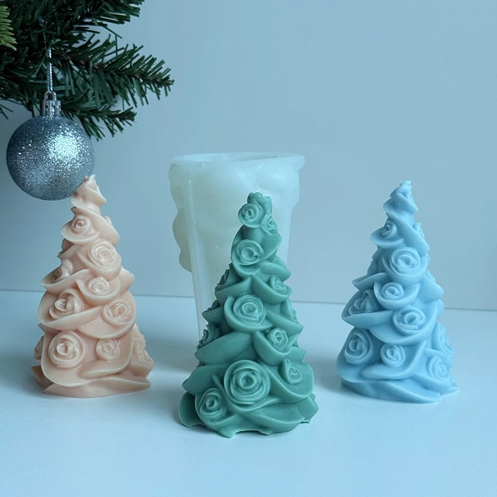 Rose Christmas Tree Silicone Candle Mold 9282 silicone mold detail and cavity