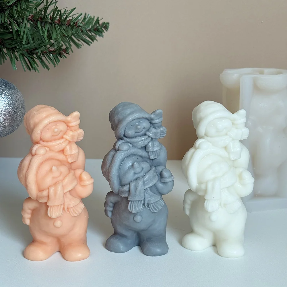3D Snowman with Hat Silicone Candle Mold for DIY Candle Making, Soap, Resin 9278 silicone mold detail and cavity