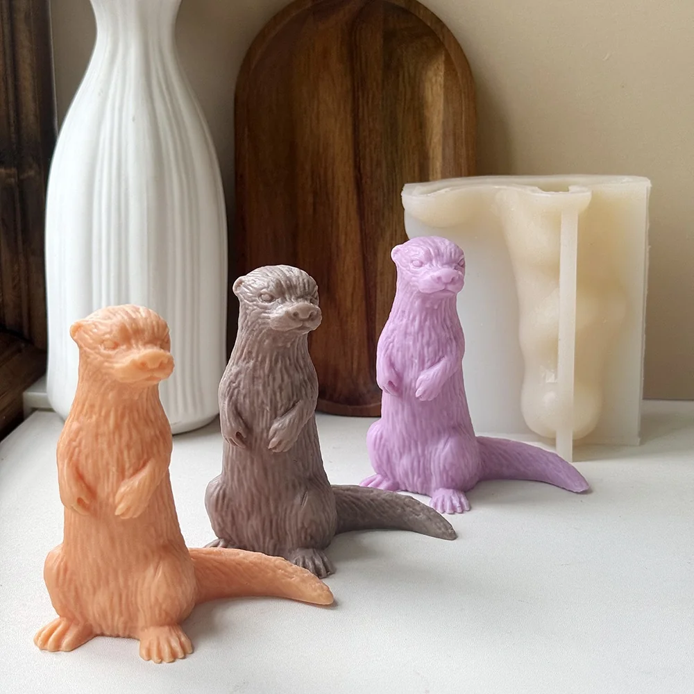 3D Standing Otter Silicone Candle Mold 9195 silicone mold detail and cavity