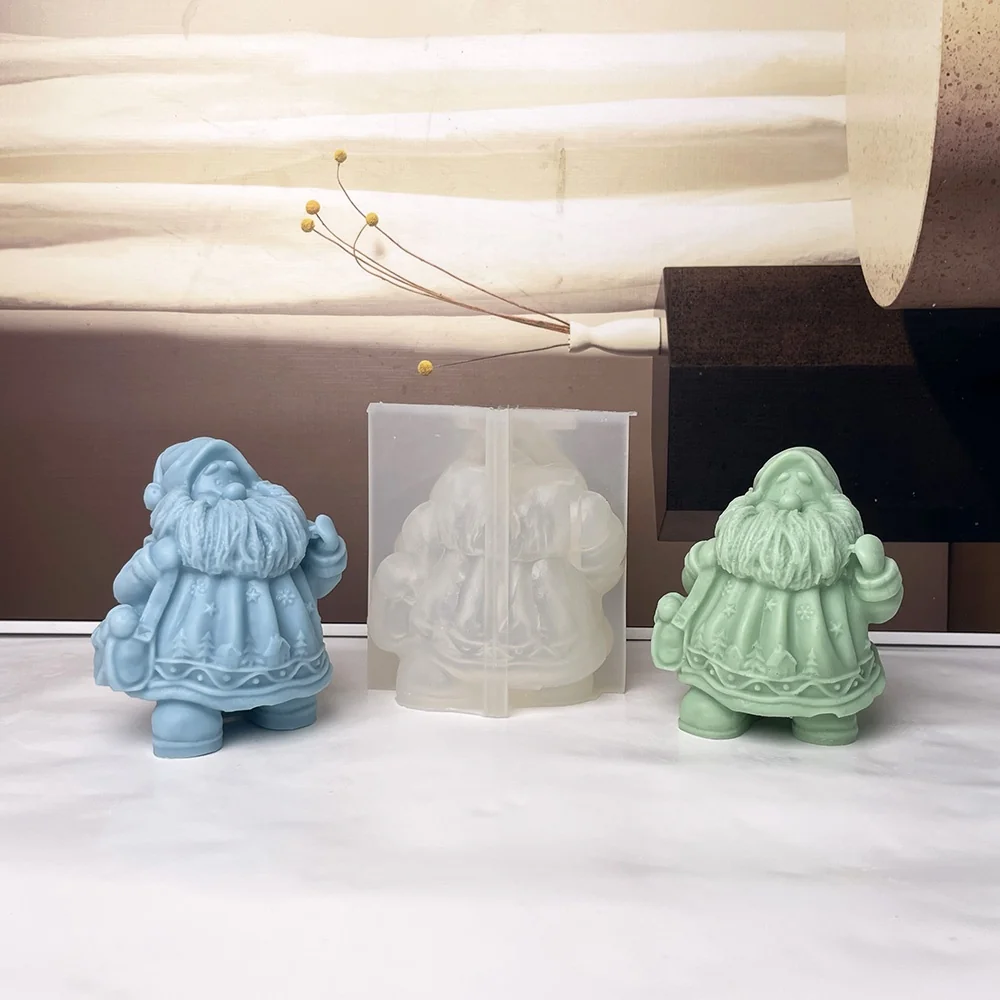 3D Santa Claus with Christmas Tree Silicone Mold 8984 finished casting from the silicone mold