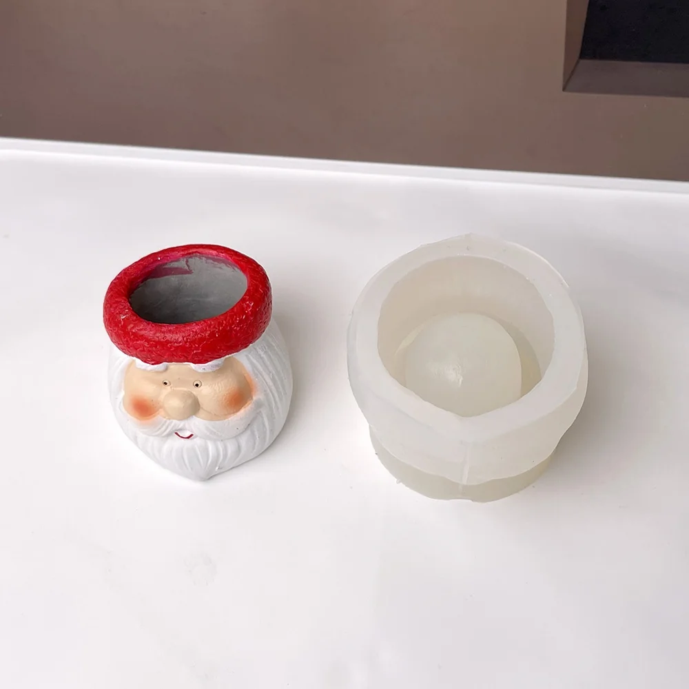 3D Santa Claus Silicone Mold for Candle Making 8988 finished casting from the silicone mold