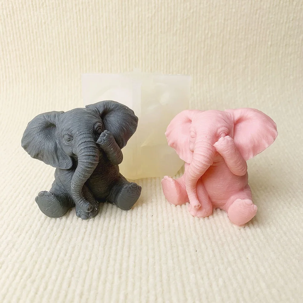 Elephant Silicone Candle Making Mold 8991 finished casting from the silicone mold