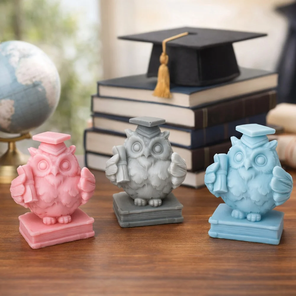 Graduation Owl Silicone Mold for Handmade Crafts 8993 finished casting from the silicone mold