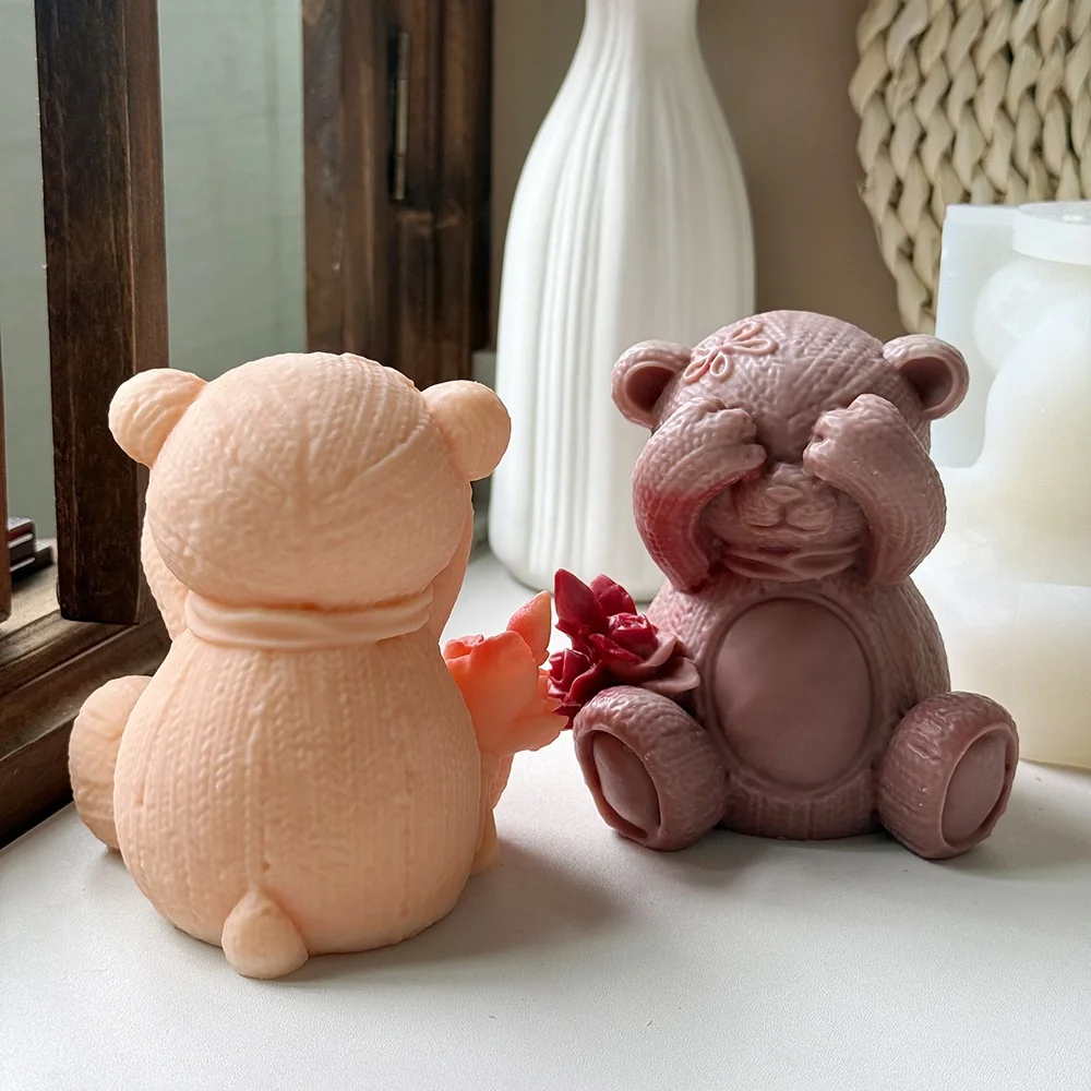 3D Bear Silicone Mold 9121 finished casting from the silicone mold