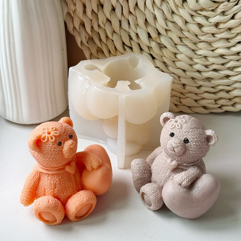 Heart Bear Silicone Mold for Wax, Soap and Resin Casting 9124 finished casting from the silicone mold
