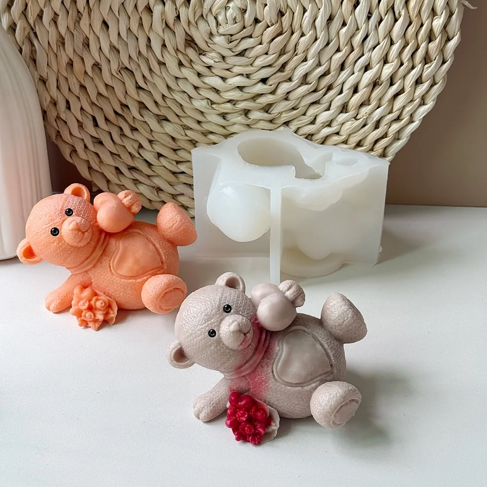 Silicone Candle Mold with 3D Rose Design 9125 finished casting from the silicone mold