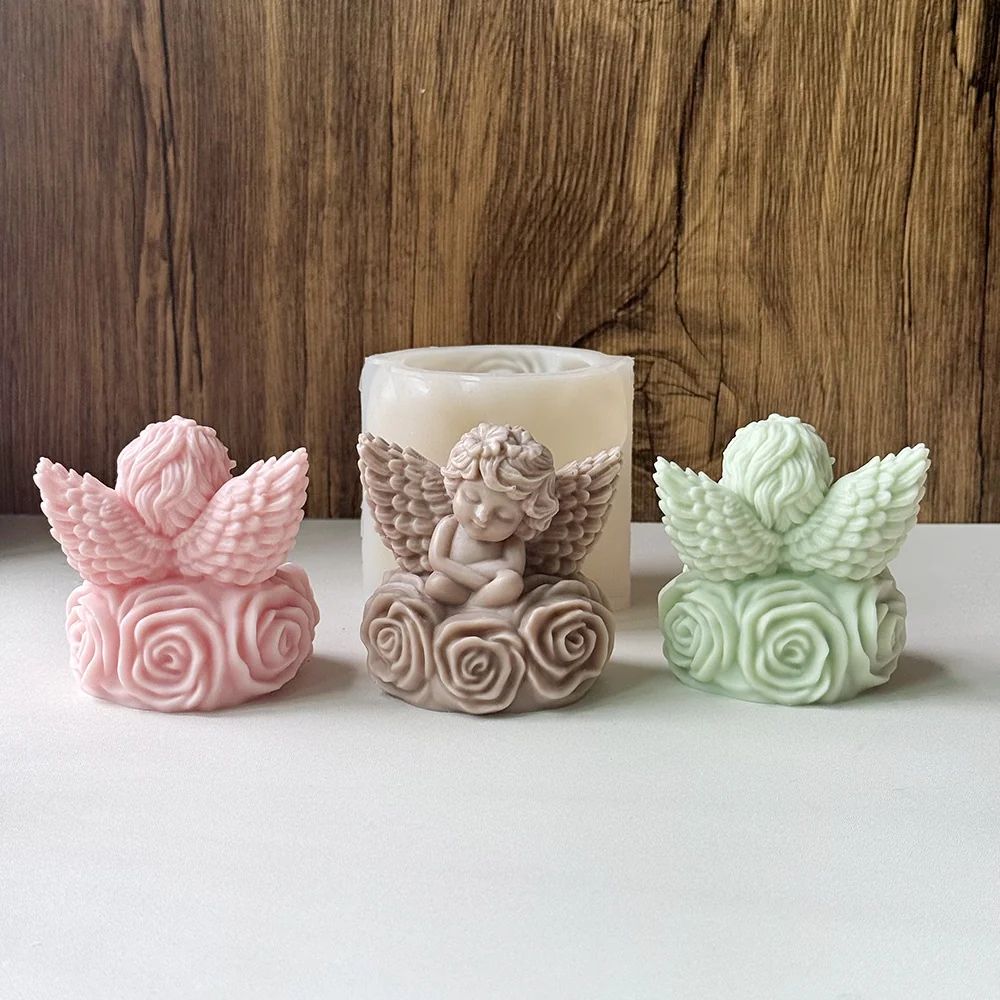 Cherub Silicone Candle Mold 9168 finished casting from the silicone mold