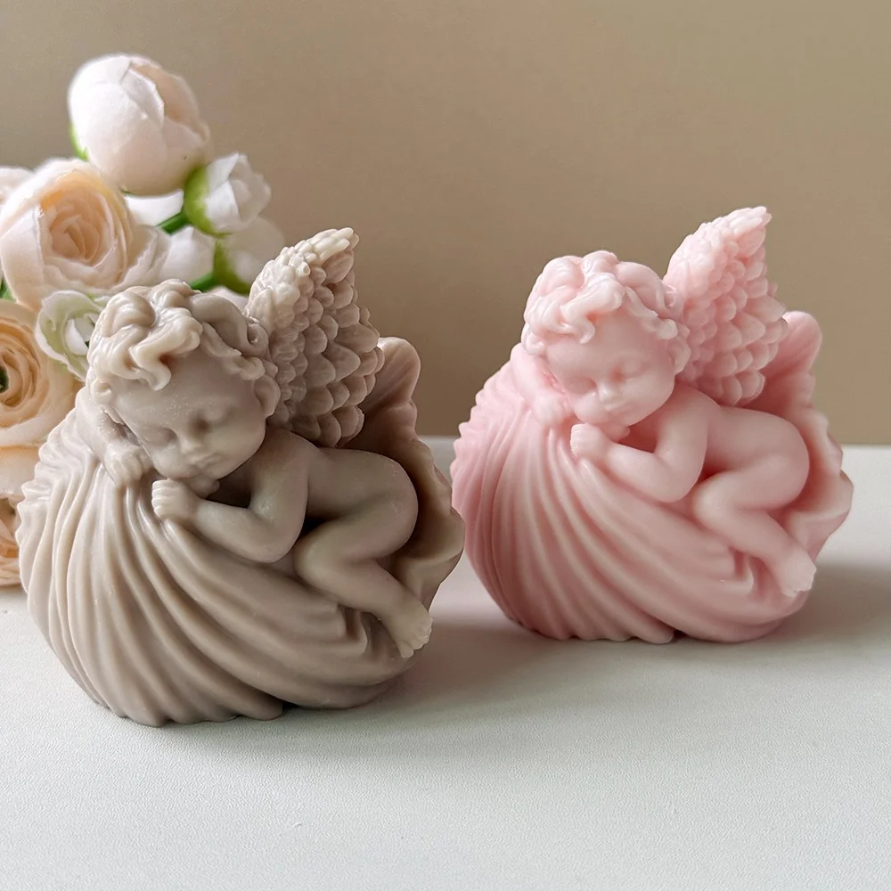 Sleeping Sleeping Angel Silicone Candle Mold 9170 finished casting from the silicone mold