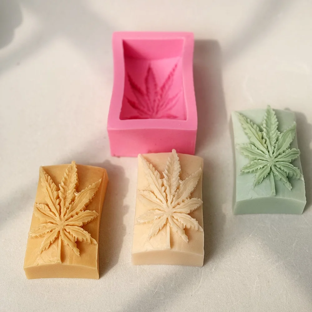 Flexible Cannabis leaf Silicone Mold for Candle Making 1196 finished casting from the silicone mold