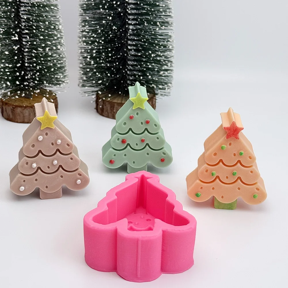 Christmas Tree Silicone Mold for Candle Making 1323 finished casting from the silicone mold