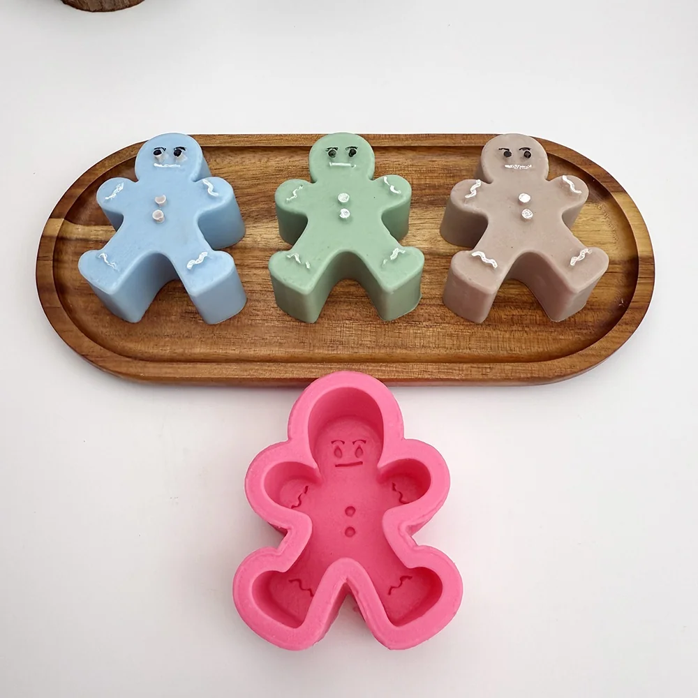 3D Gingerbread Man Silicone Mold for Candle Making 1336 finished casting from the silicone mold