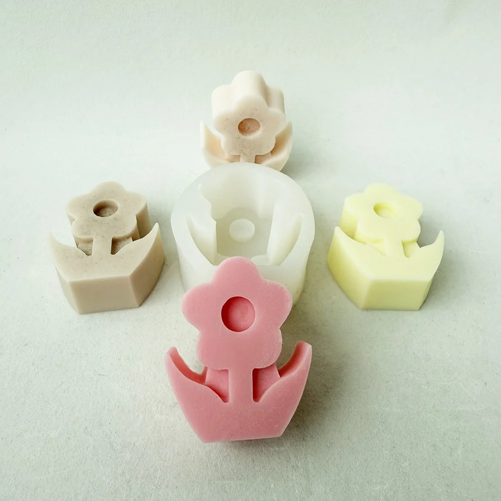 Flower Silicone Mold for Wax, Soap and Resin Casting 1337 finished casting from the silicone mold