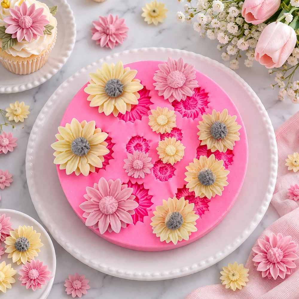 Daisy Silicone Mold for DIY Candle Making 1355 finished casting from the silicone mold