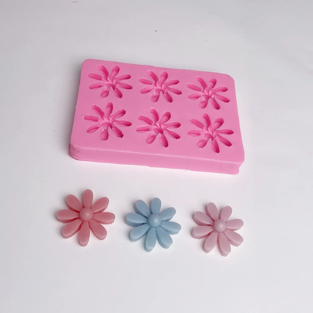 Small Eight-petal Small Flower Silicone Mold for Candle, Soap and Resin 1360 finished casting from the silicone mold