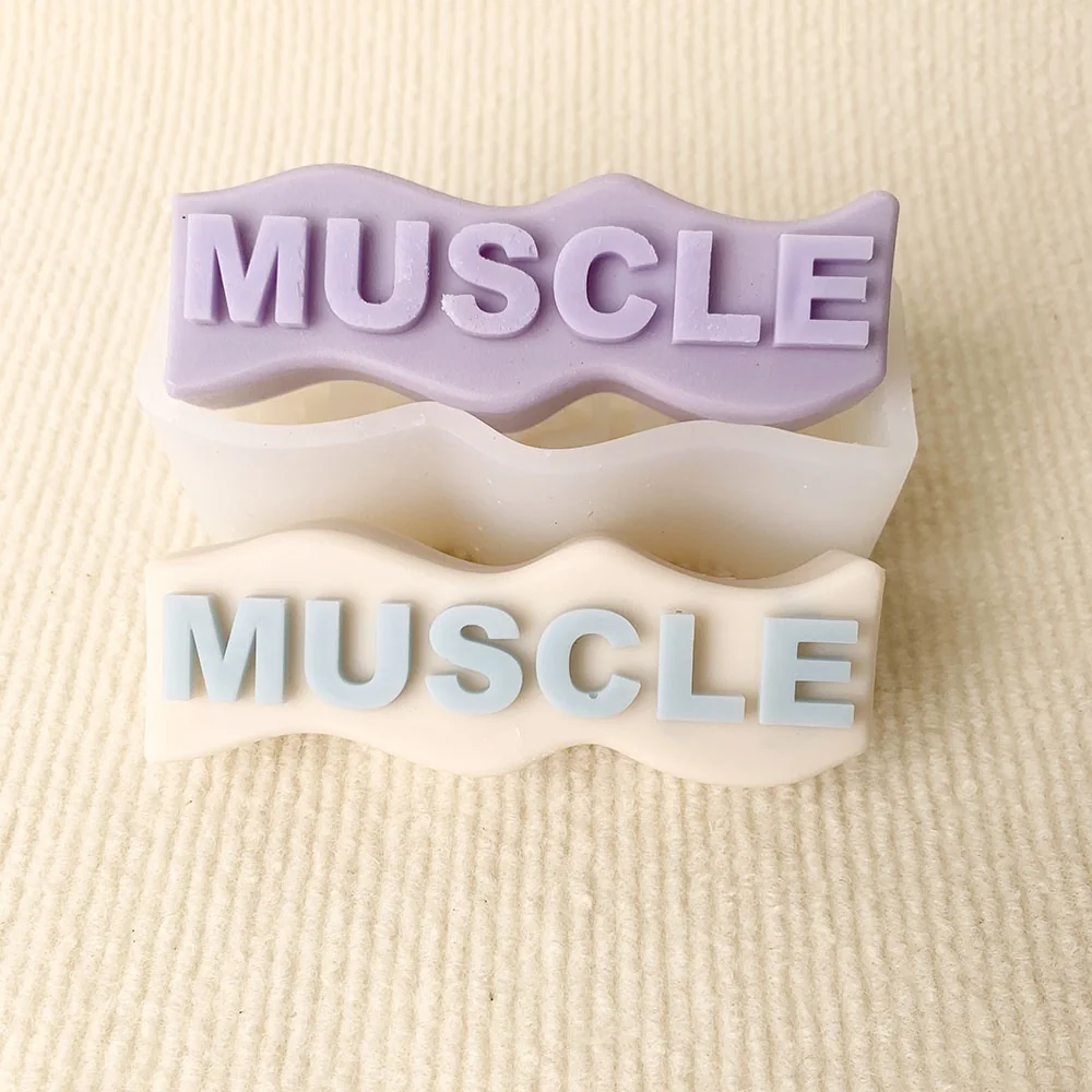 Wavy MUSCLE Letter Sign Silicone Mold for Candle Making 1388 finished casting from the silicone mold