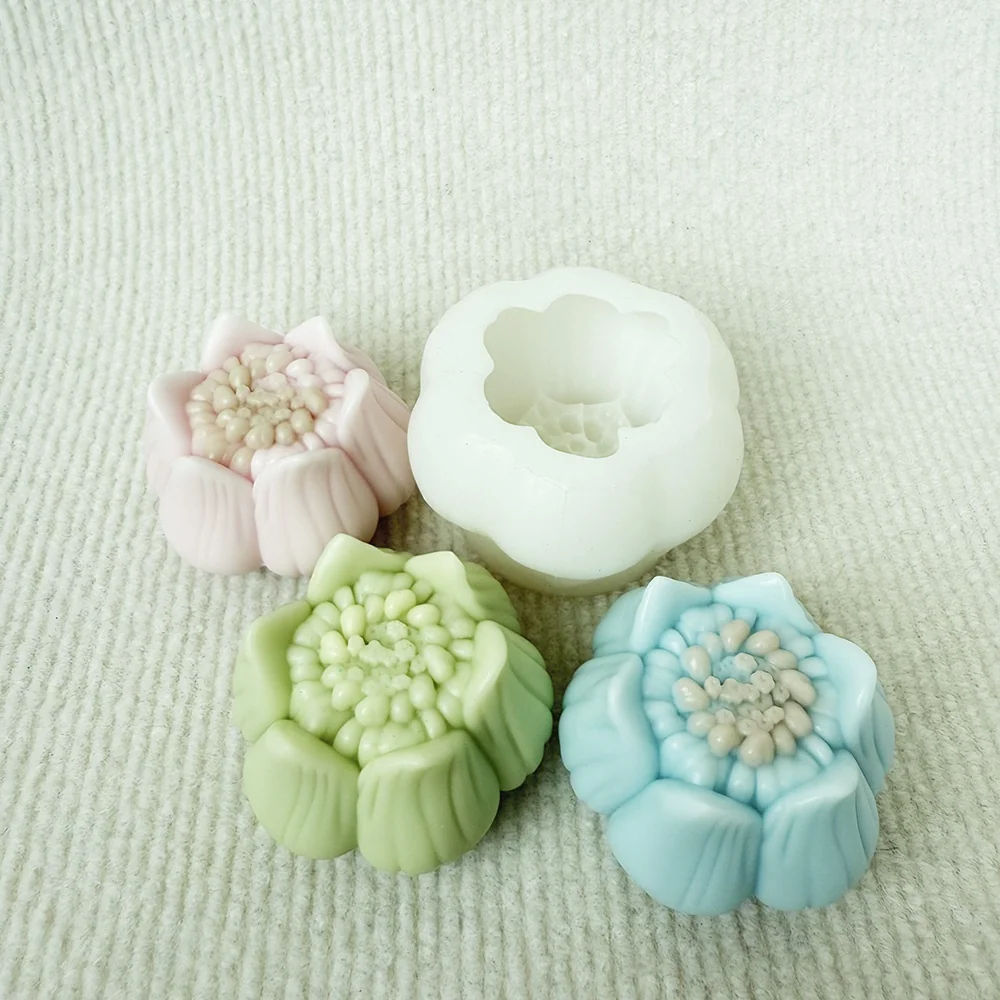 Lotus Bud Silicone Candle Mold 3D Design finished casting from the silicone mold