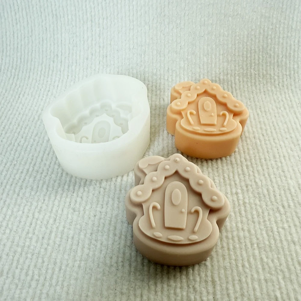 3D Gingerbread House Silicone Mold for Candle, Soap and Resin 1465 finished casting from the silicone mold