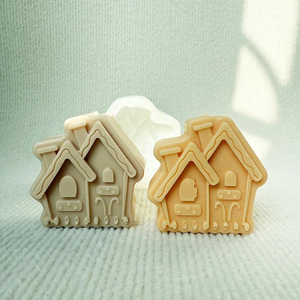 Gingerbread House Silicone Mold for Wax, Soap and Resin Casting 1466 finished casting from the silicone mold