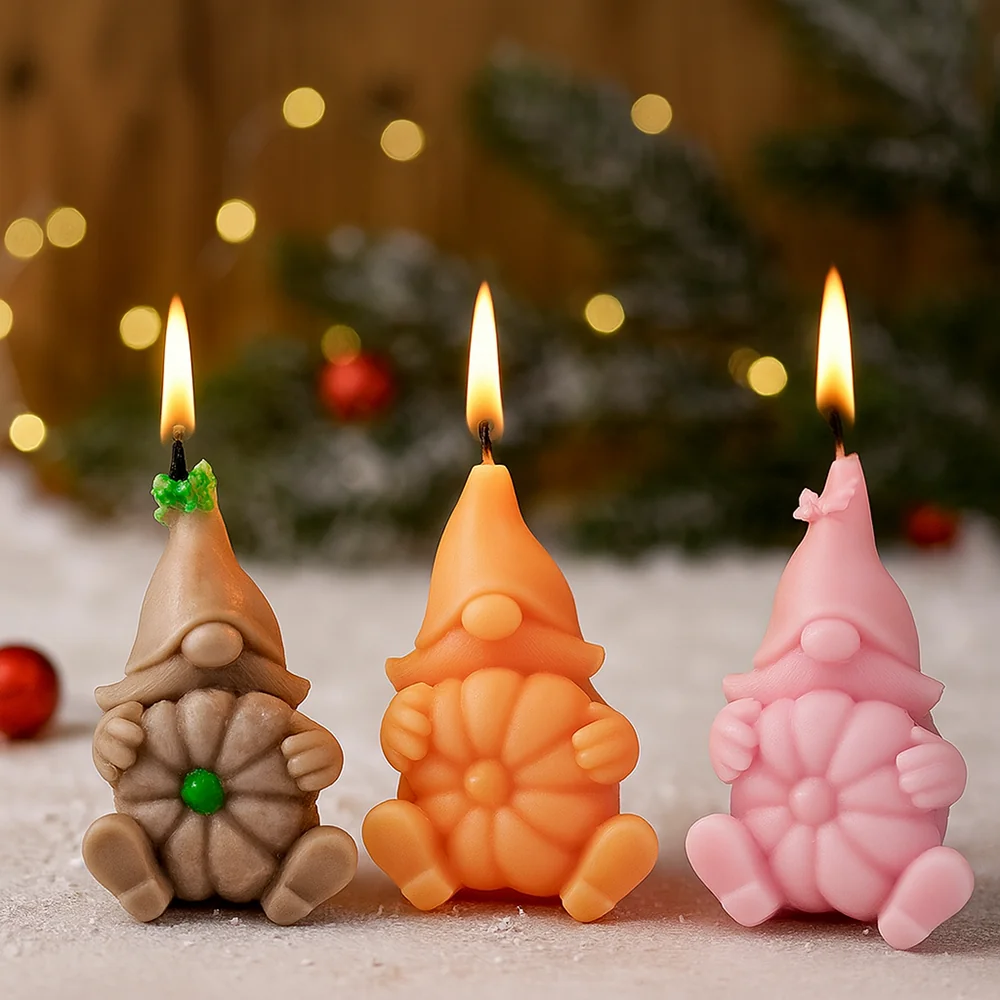 Gnome Pumpkin Silicone Candle Mold - 9387 finished casting from the silicone mold