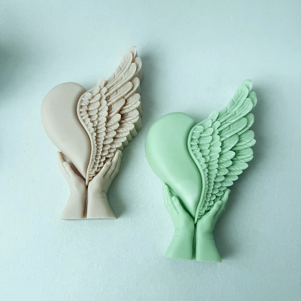 3D Heart Silicone Candle Mold 1470 finished casting from the silicone mold