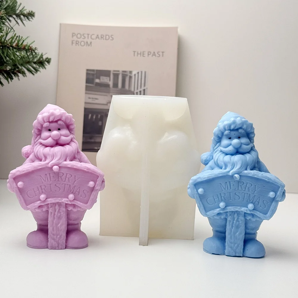 Merry Christmas Santa Silicone Mold for Candle finished casting from the silicone mold