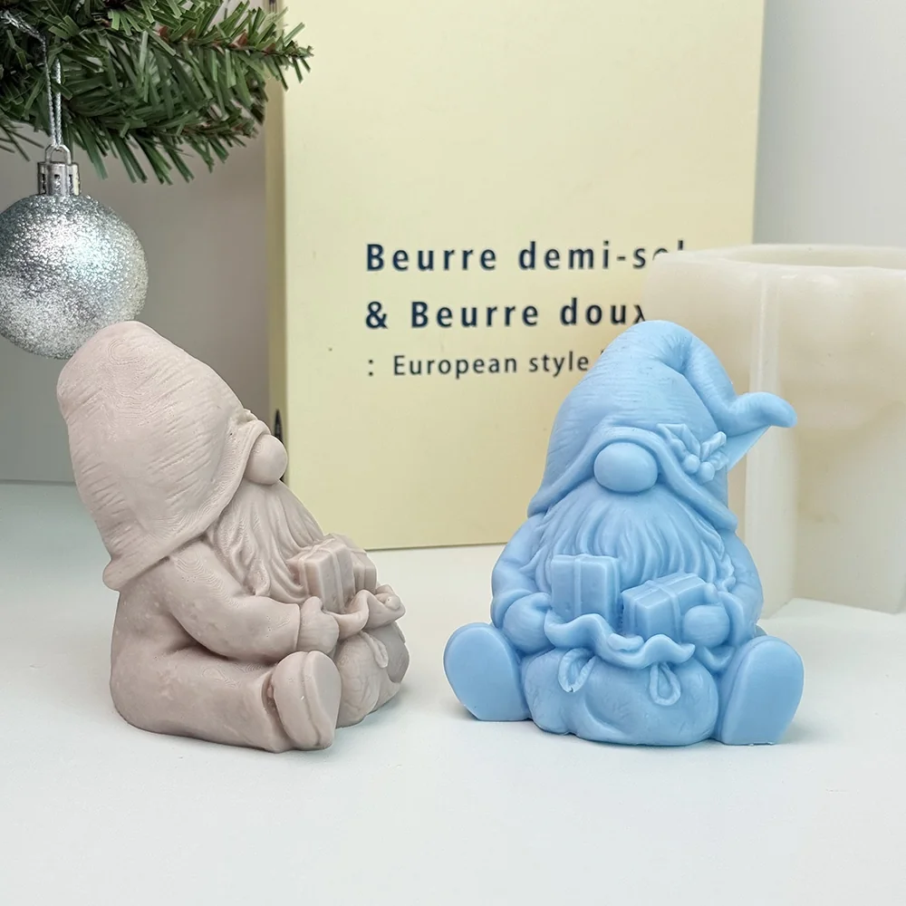 Merry Christmas Gnome Silicone Mold for Candle finished casting from the silicone mold
