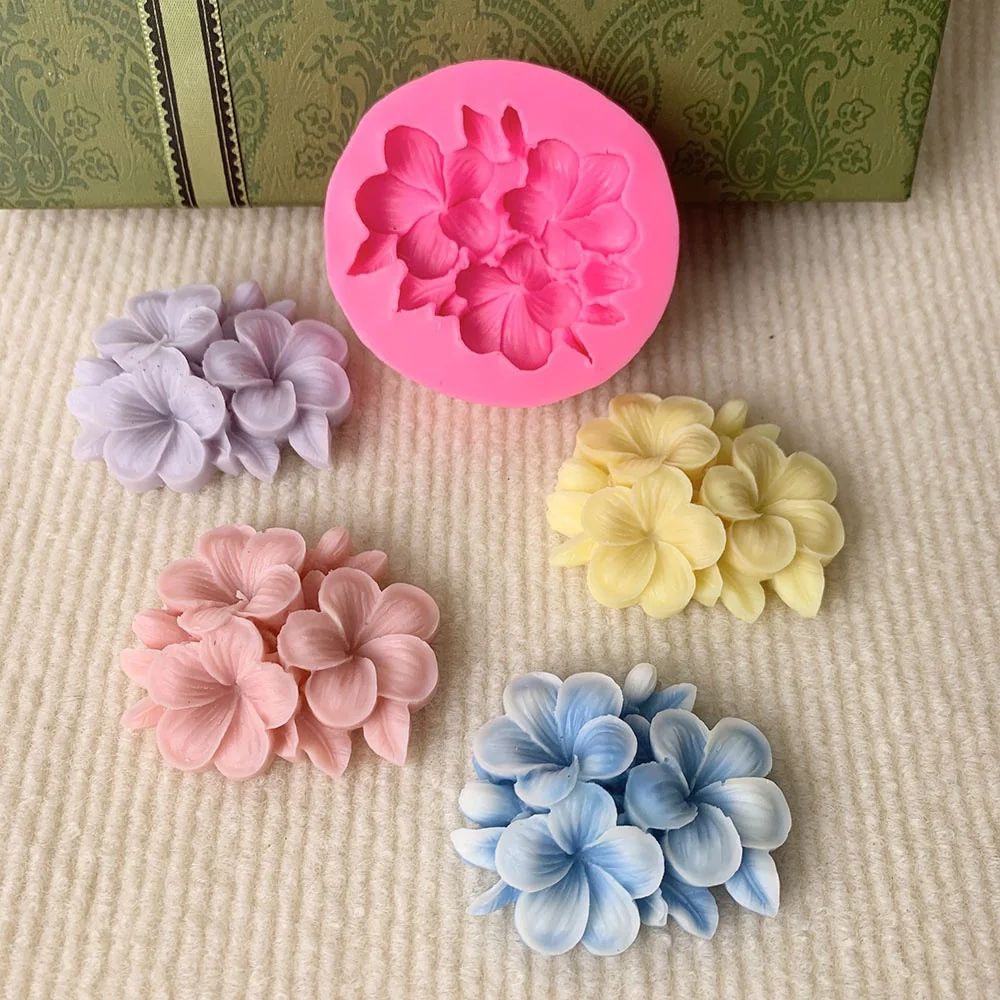 Plumeria Cluster Silicone Mold for Fondant finished casting from the silicone mold